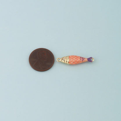 Gold Fish Connector,18K Gold Filled Fish Pendant,Enamel Ocean Charm Bracelet Necklace for DIY Jewelry Making Supply