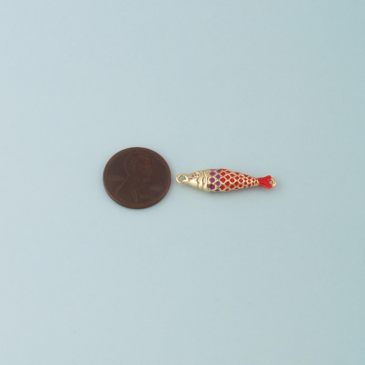 Gold Fish Connector,18K Gold Filled Fish Pendant,Enamel Ocean Charm Bracelet Necklace for DIY Jewelry Making Supply
