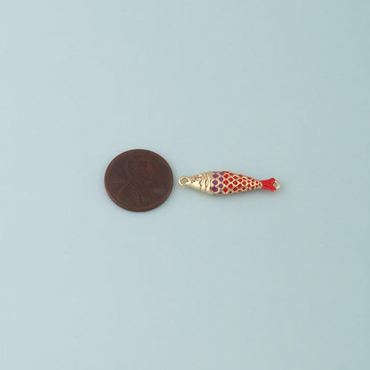Gold Fish Connector,18K Gold Filled Fish Pendant,Enamel Ocean Charm Bracelet Necklace for DIY Jewelry Making Supply