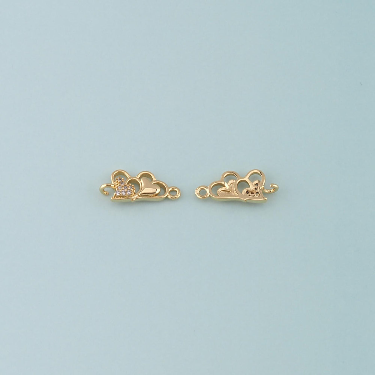 18K Gold Filled Heart CZ Charm Pendant for Jewelry Making