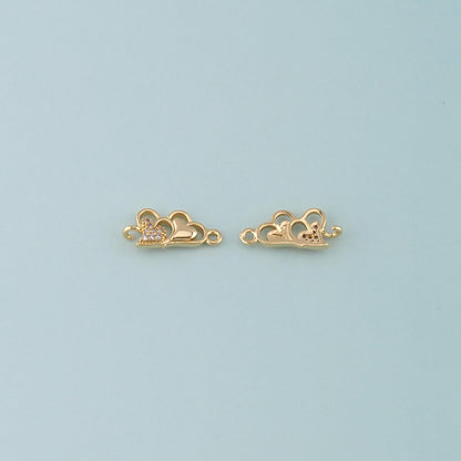 18K Gold Filled Heart CZ Charm Pendant for Jewelry Making
