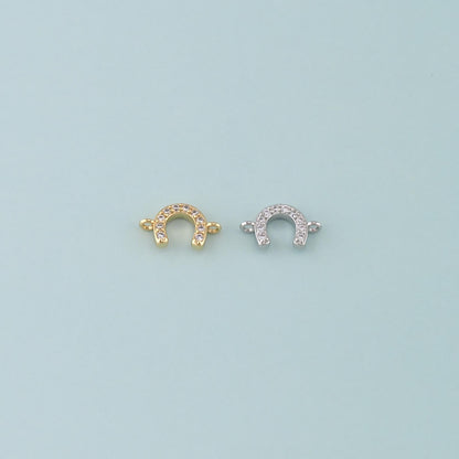 18K Gold Filled Cubic Zirconia Horseshoe Connector for Jewelry Making