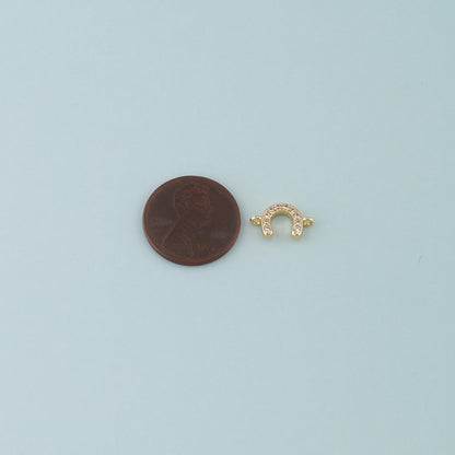 18K Gold Filled Cubic Zirconia Horseshoe Connector for Jewelry Making