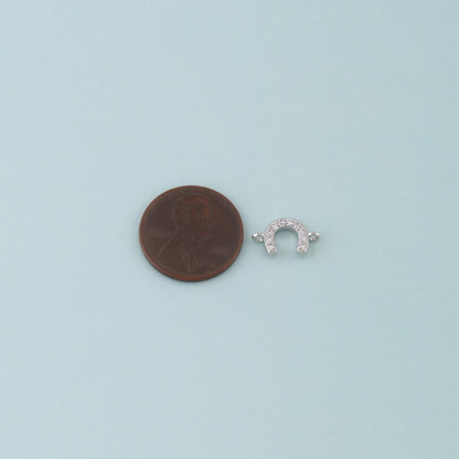 18K Gold Filled Cubic Zirconia Horseshoe Connector for Jewelry Making