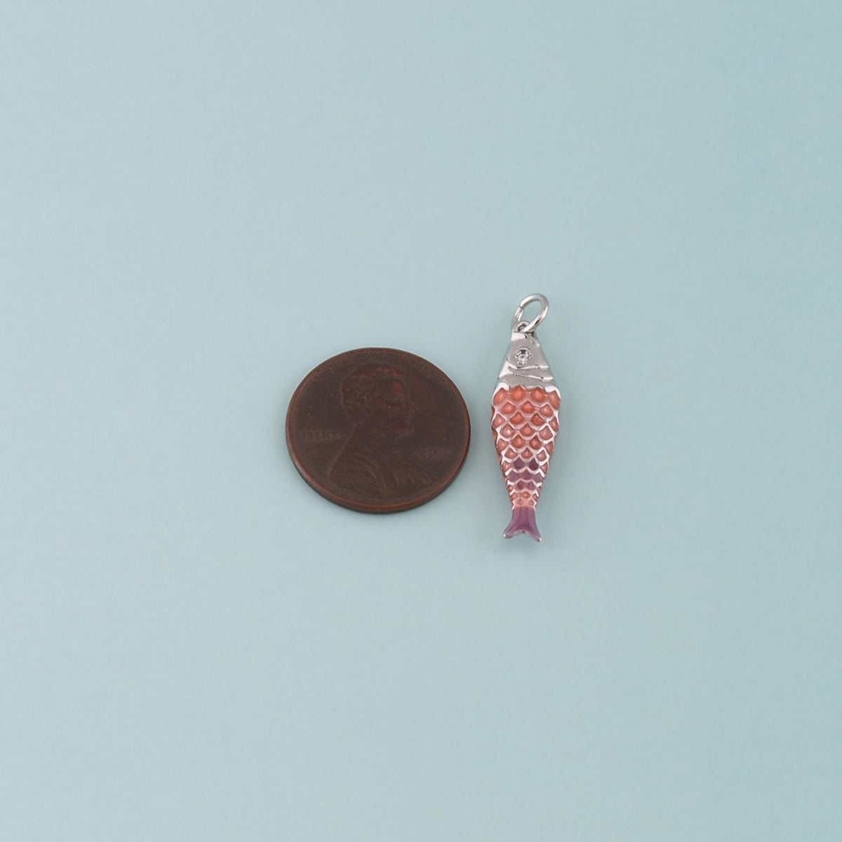 Silver Fish Pendant,Enamel Ocean Charm Bracelet Necklace for DIY Jewelry Making Supply
