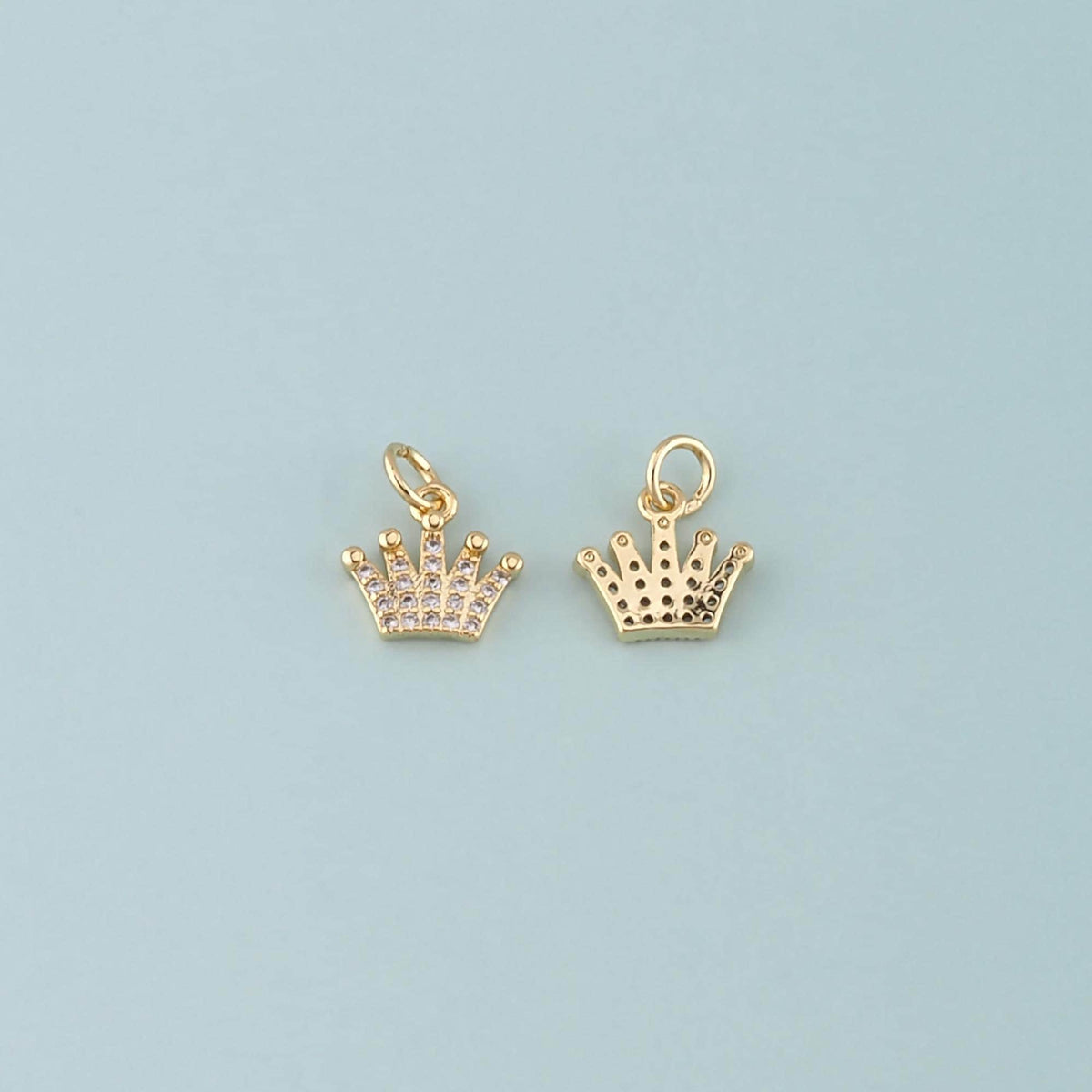 18K Gold Filled Crown Pendant,CZ Micro Pave Crown Charm Bracelet Necklace for DIY Jewelry Making Supply