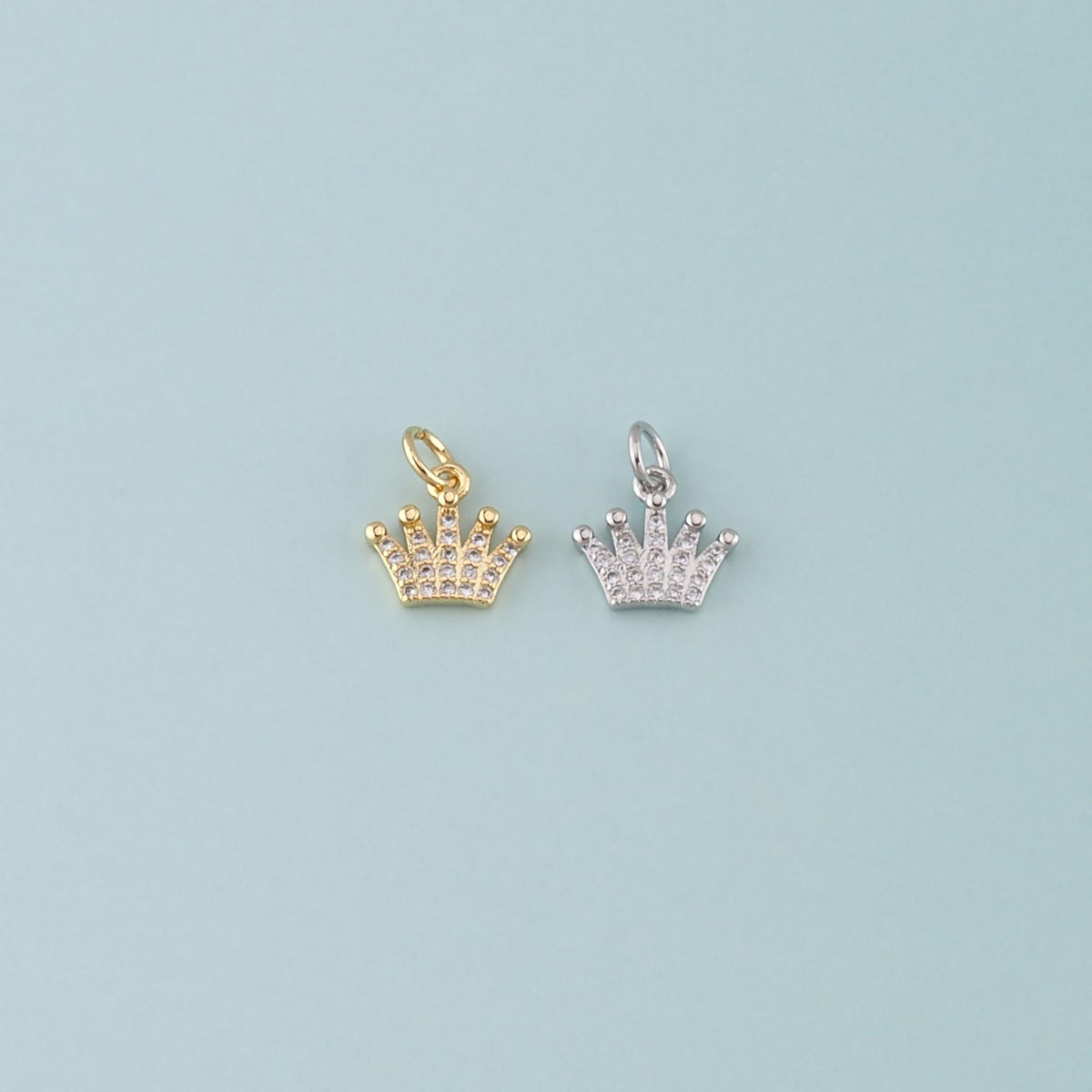 18K Gold Filled Crown Pendant,CZ Micro Pave Crown Charm Bracelet Necklace for DIY Jewelry Making Supply