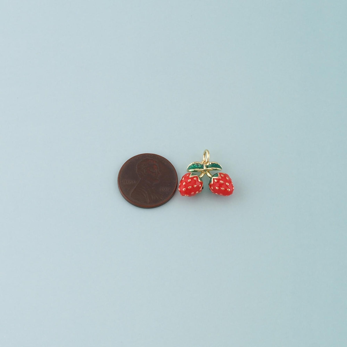 Gold Strawberry Charms,18K Gold Filled Strawberry Pendant,Enamel Fruit Charm Bracelet Necklace for DIY Jewelry Making Supply