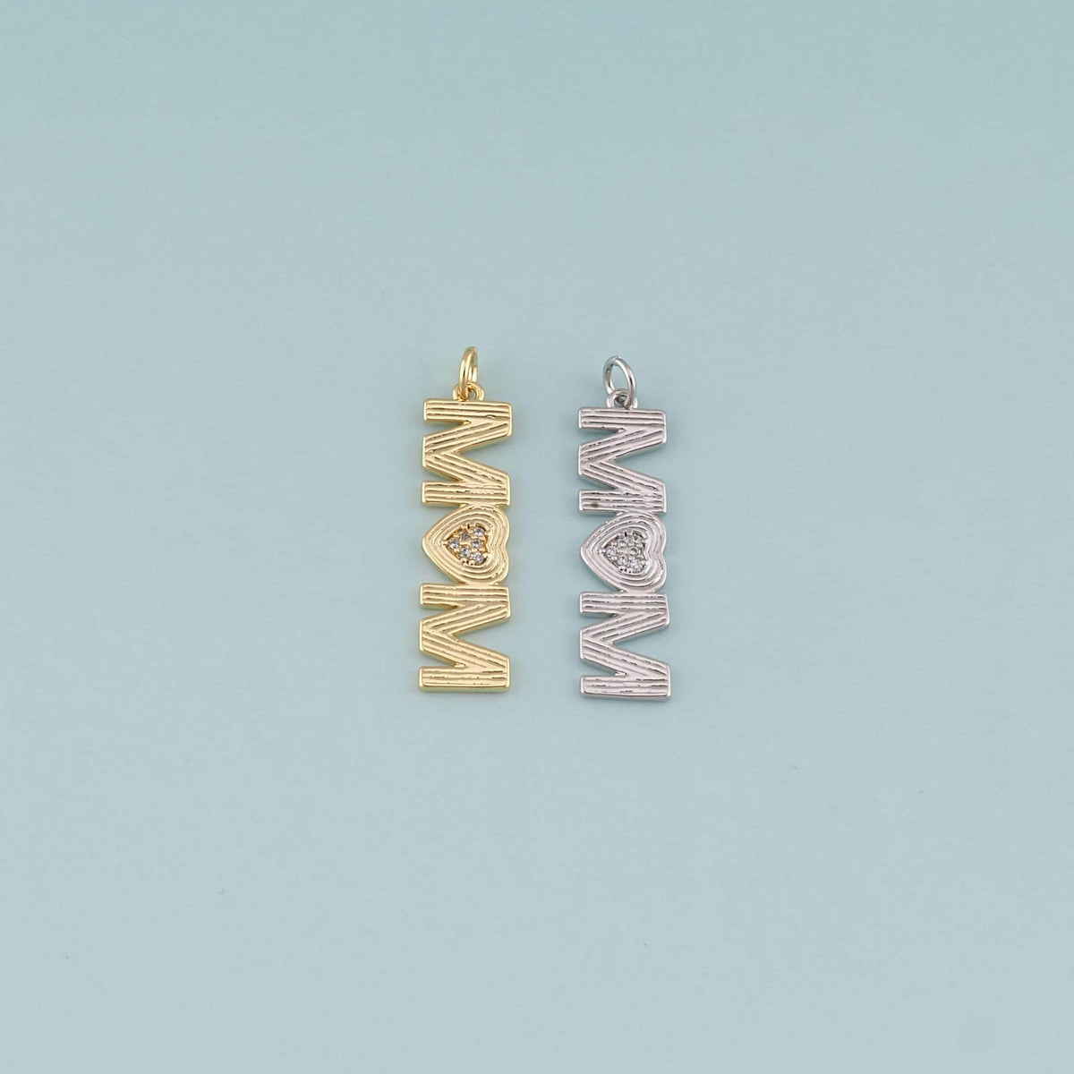 18K Gold Filled Mom Pendant,CZ Micro Pave Mom Charm Bracelet Necklace for DIY Jewelry Making Supply