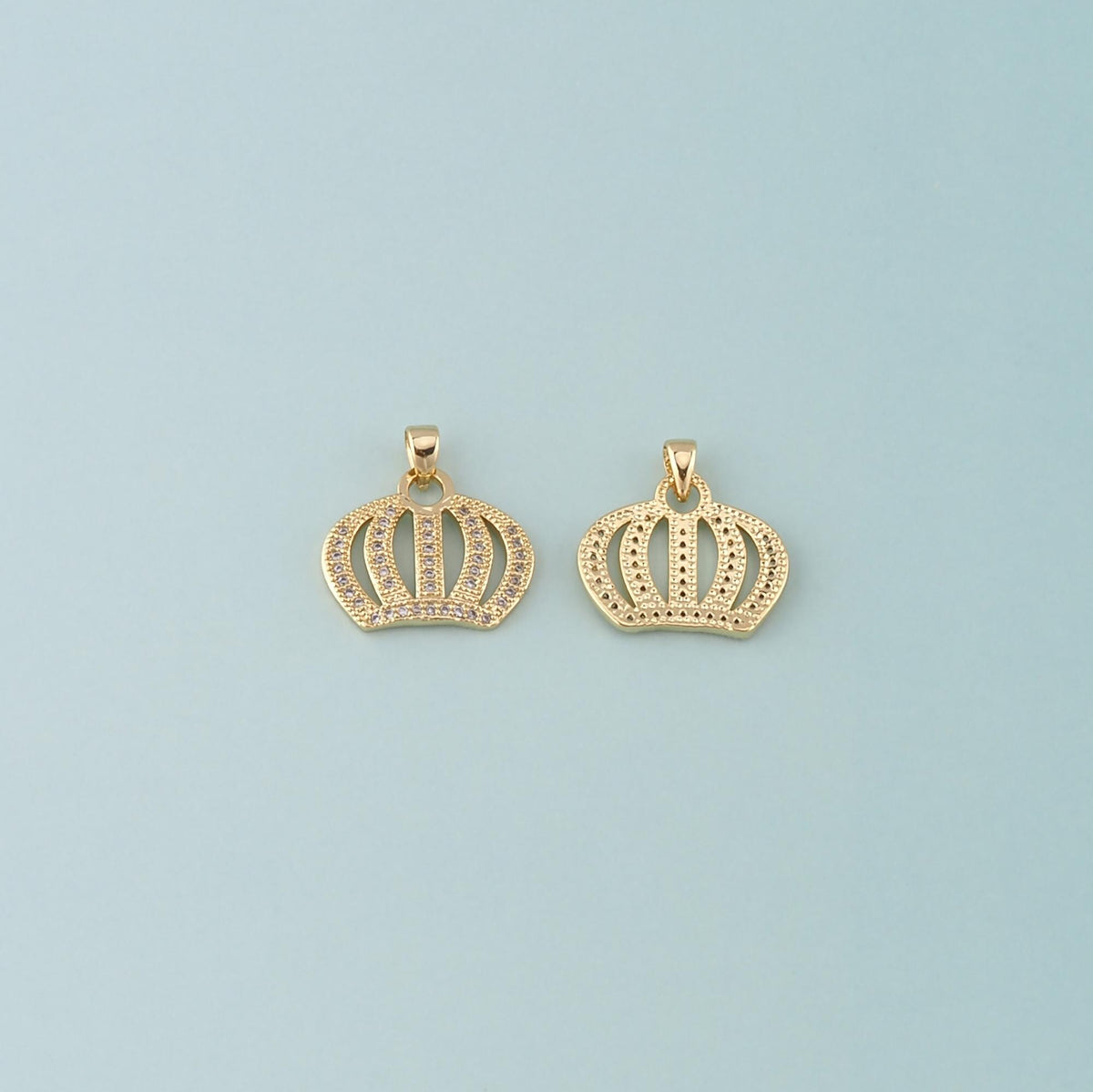 18K Gold Filled Crown Pendant,CZ Micro Pave Crown Charm Bracelet Necklace for DIY Jewelry Making Supply