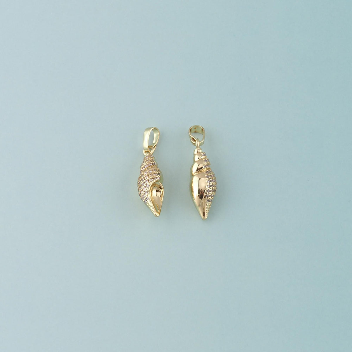 18K Gold Filled Shell CZ Charm Pendant for Jewelry Making