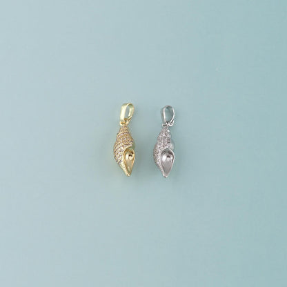 18K Gold Filled Shell CZ Charm Pendant for Jewelry Making