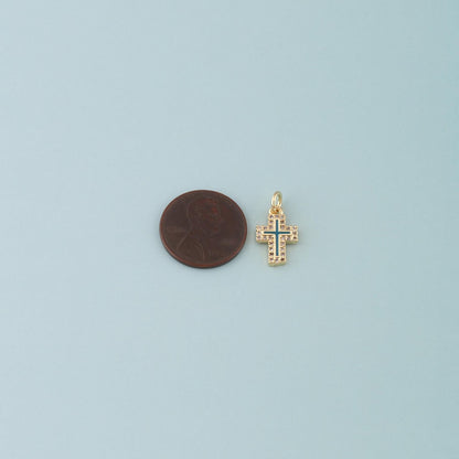 Gold Cross Charms,18K Gold Filled Cross Pendant,Enamel Religion Charm Bracelet Necklace for DIY Jewelry Making Supply