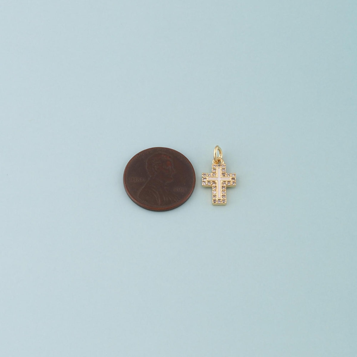 Gold Cross Charms,18K Gold Filled Cross Pendant,Enamel Religion Charm Bracelet Necklace for DIY Jewelry Making Supply