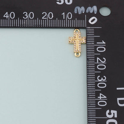 Gold Cross Connector,18K Gold Filled Cross Pendant,CZ Micro Pave Religion Charm Bracelet Necklace for DIY Jewelry Making Supp