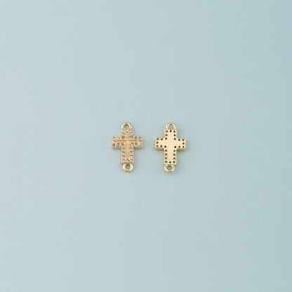 Gold Cross Connector,18K Gold Filled Cross Pendant,CZ Micro Pave Religion Charm Bracelet Necklace for DIY Jewelry Making Supp