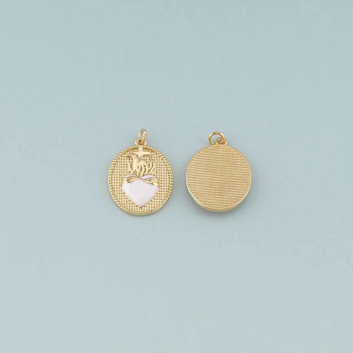 18K Gold Filled Sacred Heart Enamel Charm Pendant for Jewelry Making