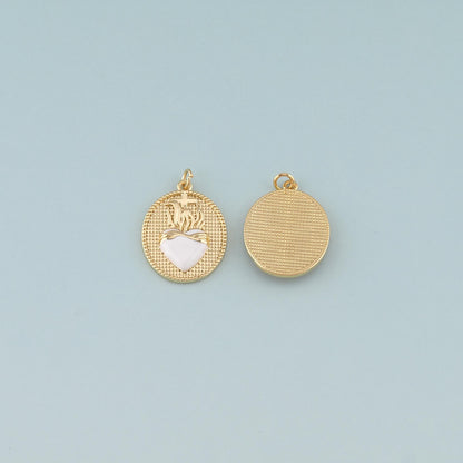 18K Gold Filled Sacred Heart Enamel Charm Pendant for Jewelry Making