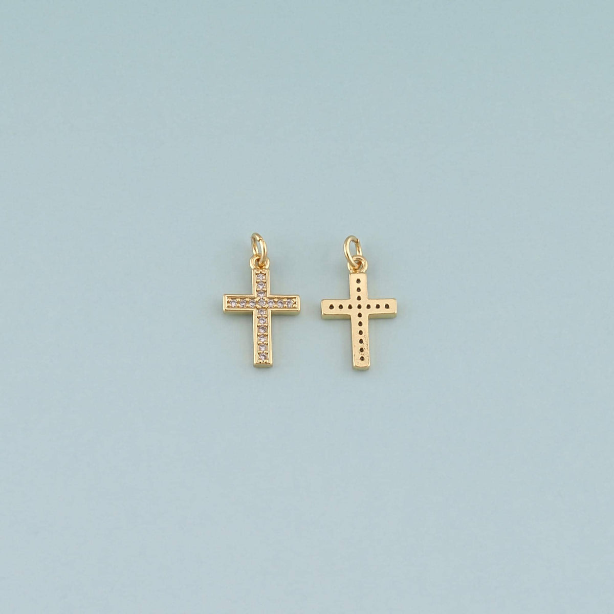 Gold Cross Charms,18K Gold Filled Cross Pendant,CZ Micro Pave Religion Charm Bracelet Necklace for DIY Jewelry Making Supply