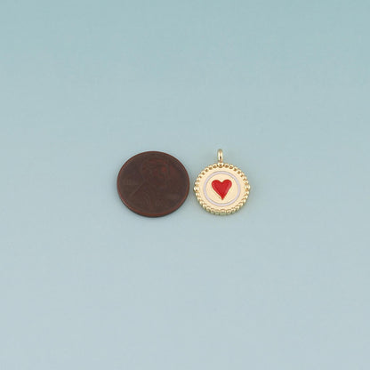 Gold Heart Charms,18K Gold Filled Heart Pendant,Enamel Heart Charm Bracelet Necklace for DIY Jewelry Making Supply