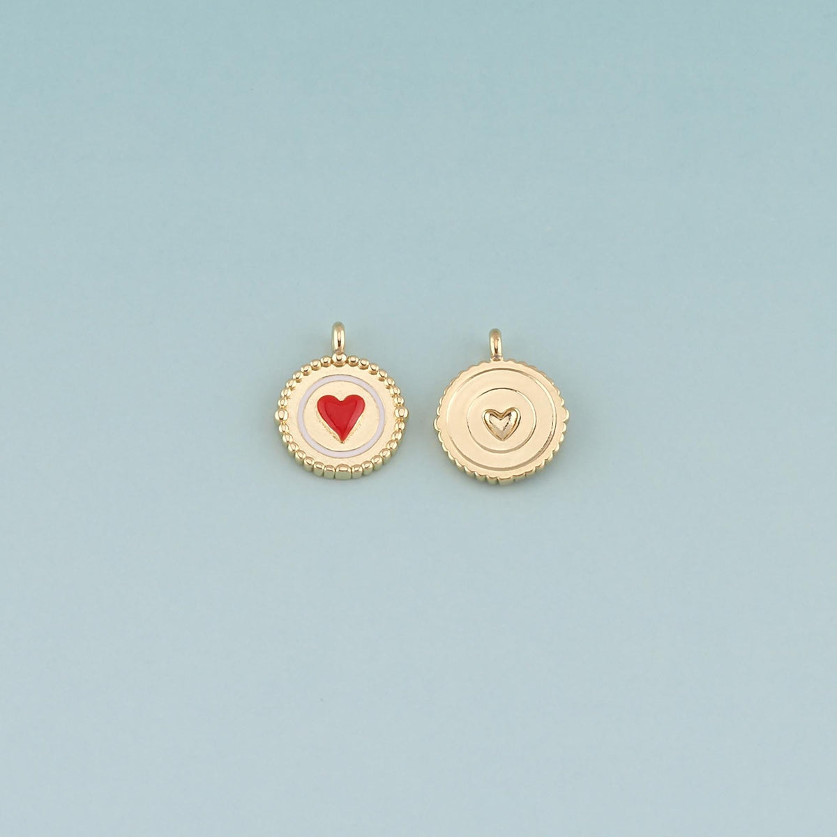 Gold Heart Charms,18K Gold Filled Heart Pendant,Enamel Heart Charm Bracelet Necklace for DIY Jewelry Making Supply