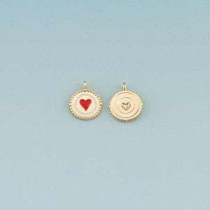 Gold Heart Charms,18K Gold Filled Heart Pendant,Enamel Heart Charm Bracelet Necklace for DIY Jewelry Making Supply
