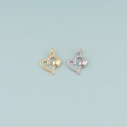 18K Gold Filled Heart CZ Charm Pendant for Jewelry Making