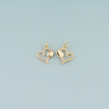 18K Gold Filled Heart CZ Charm Pendant for Jewelry Making