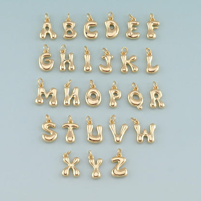 Gold letter Charms,18K Gold Filled letter Pendant,Initial Charm Bracelet Necklace for DIY Jewelry Making Supply
