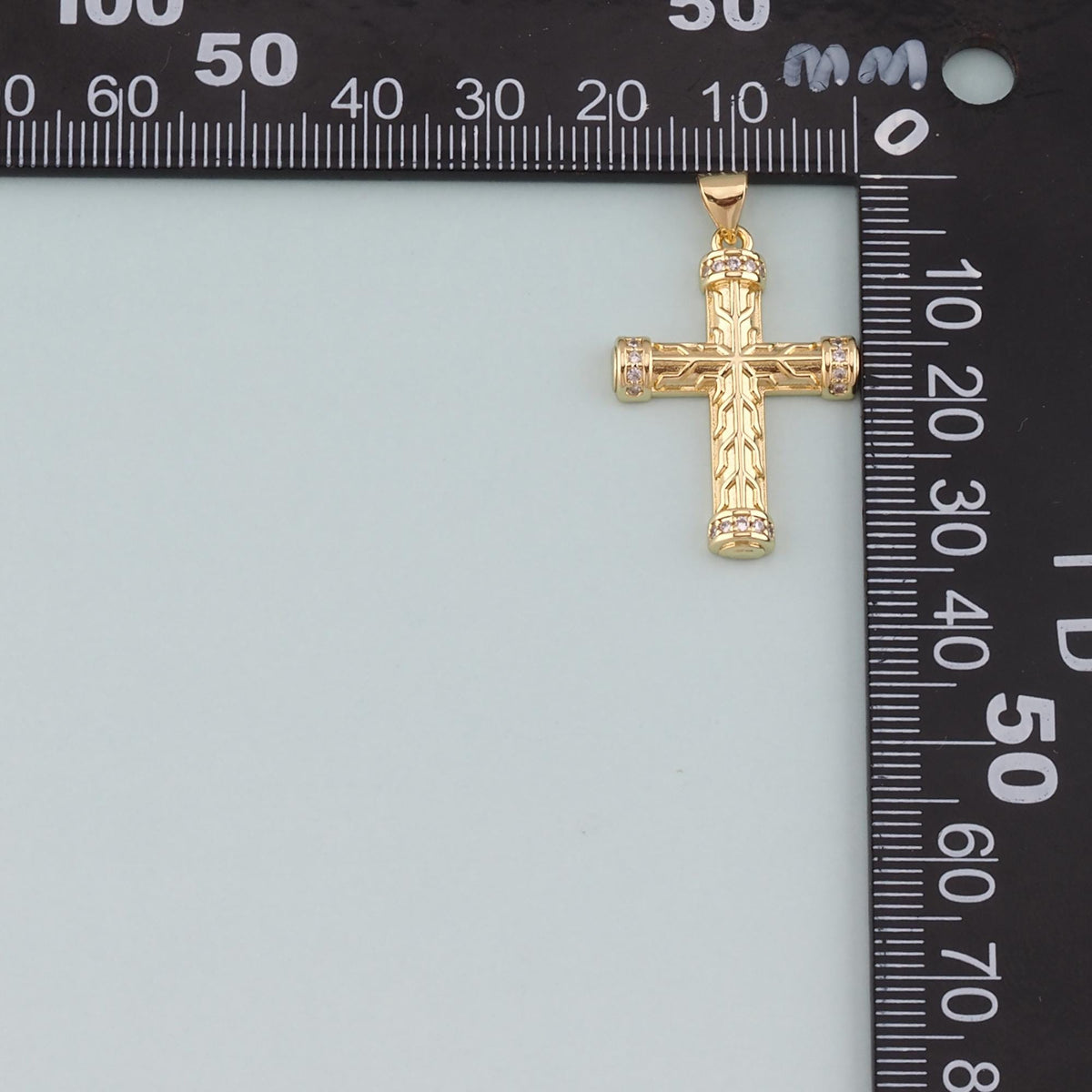18K Gold Filled Cross CZ Charm Pendant for Jewelry Making