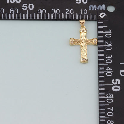 18K Gold Filled Cross CZ Charm Pendant for Jewelry Making