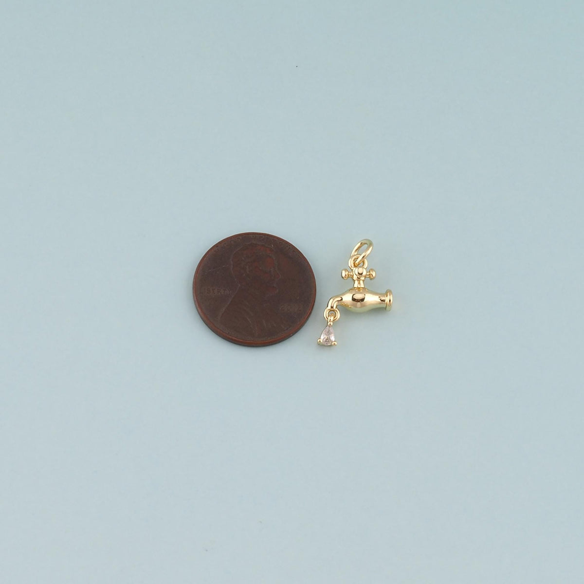 18K Gold Filled Faucet Pendant,Dainty Faucet Charm Bracelet Necklace for DIY Jewelry Making Supply