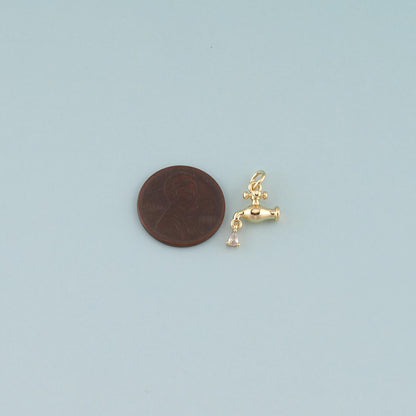 18K Gold Filled Faucet Pendant,Dainty Faucet Charm Bracelet Necklace for DIY Jewelry Making Supply