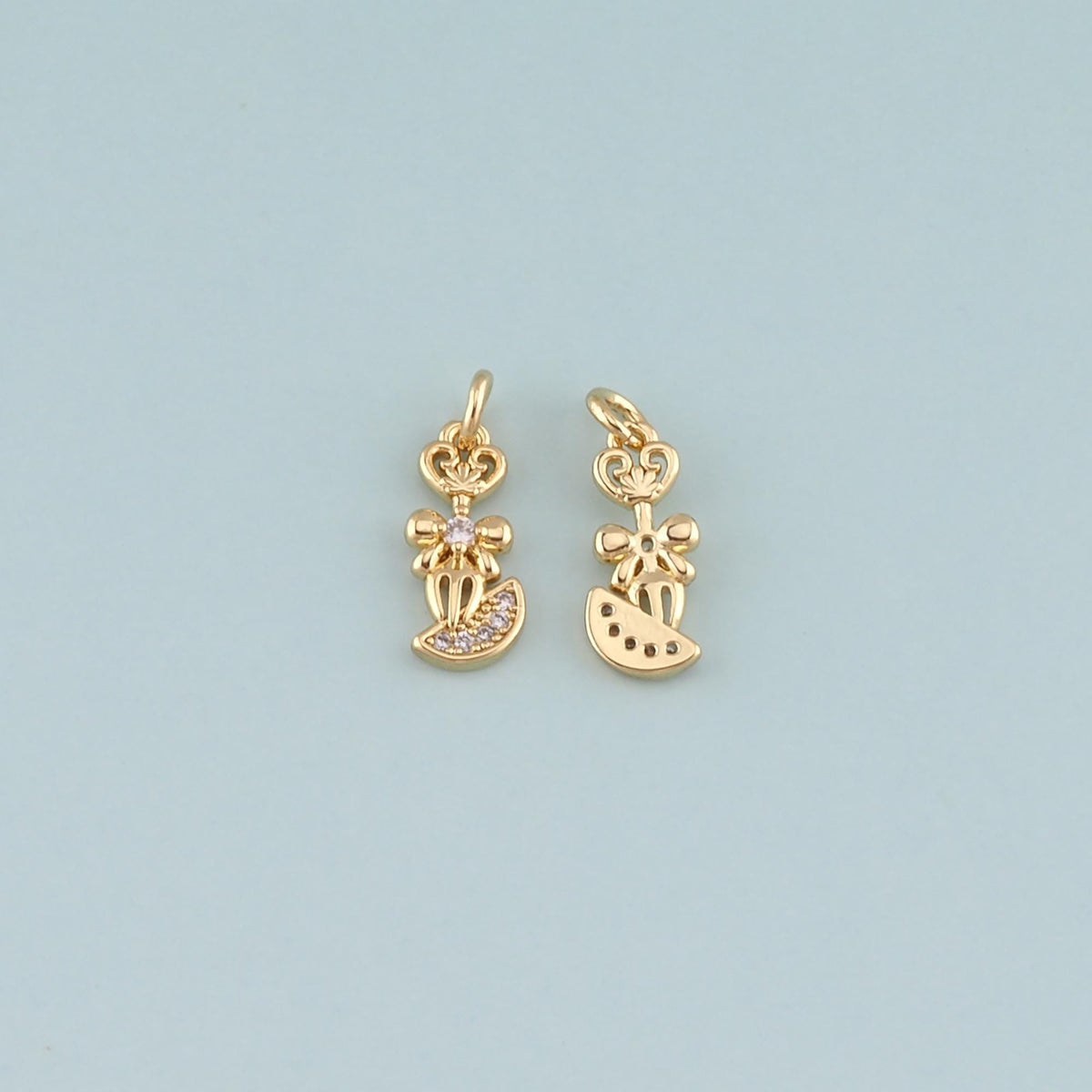 18K Gold Filled Hand CZ Charm Pendant for Jewelry Making