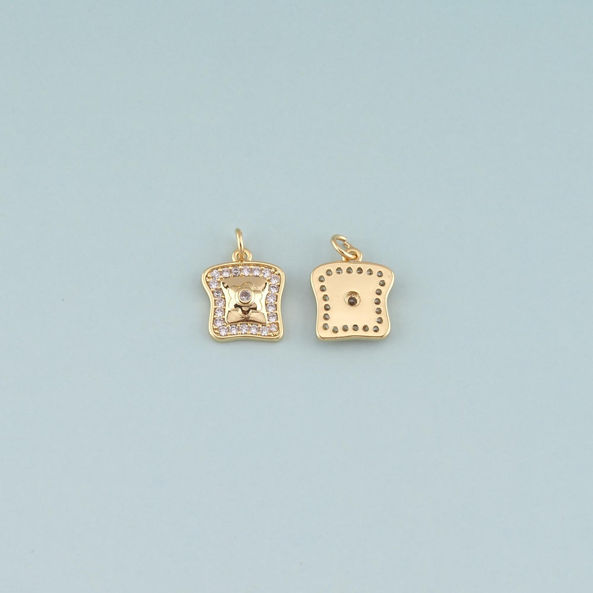 18K Gold Filled Flower CZ Charm Pendant for Jewelry Making