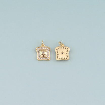 18K Gold Filled Flower CZ Charm Pendant for Jewelry Making