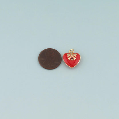 18K Gold Filled Heart Enamel Charm Pendant for Jewelry Making