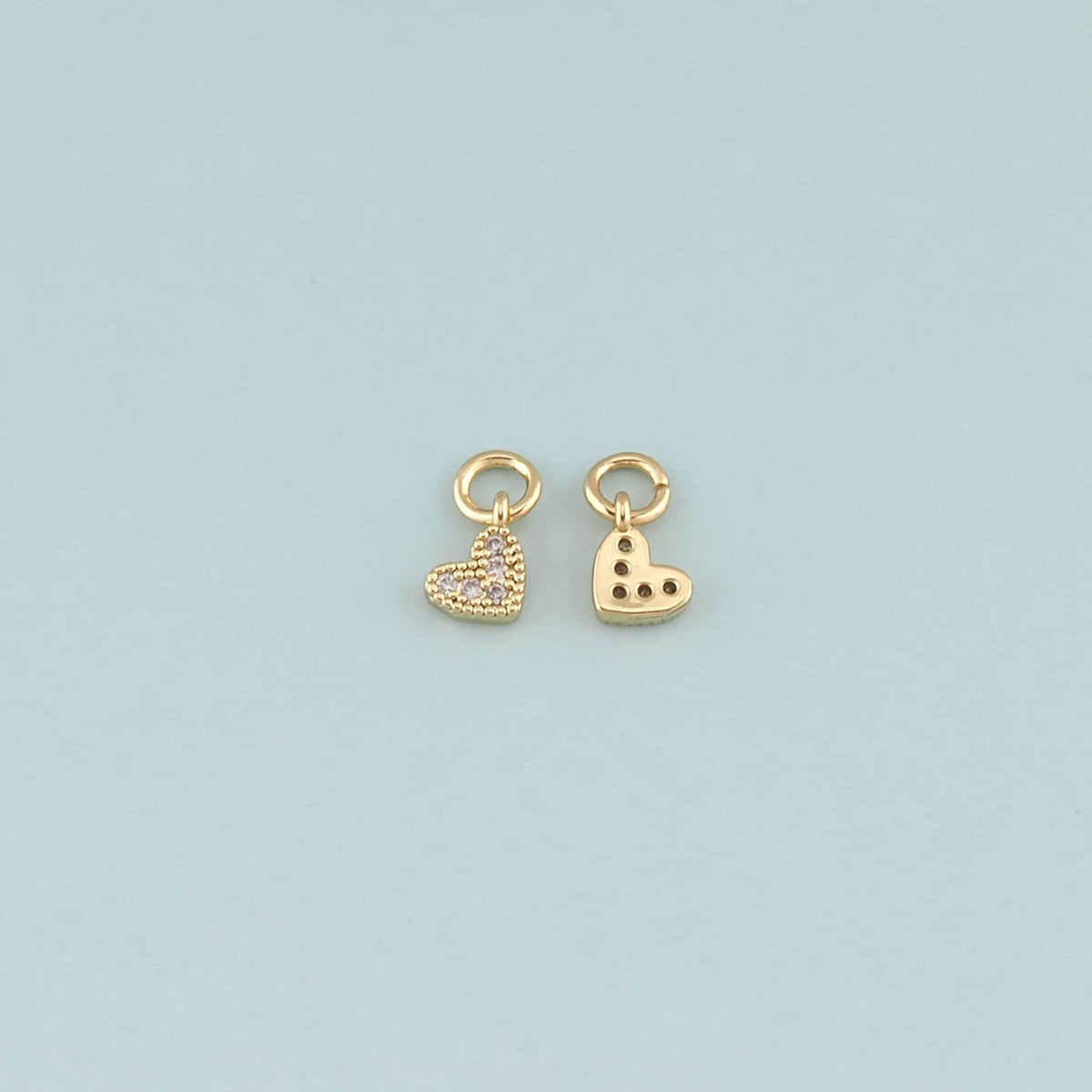 Gold Heart Charms,18K Gold Filled Heart Pendant,CZ Micro Pave Heart Charm Bracelet Necklace for DIY Jewelry Making Supply