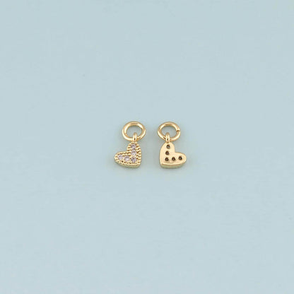 Gold Heart Charms,18K Gold Filled Heart Pendant,CZ Micro Pave Heart Charm Bracelet Necklace for DIY Jewelry Making Supply