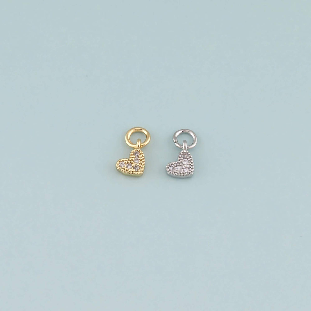 Gold Heart Charms,18K Gold Filled Heart Pendant,CZ Micro Pave Heart Charm Bracelet Necklace for DIY Jewelry Making Supply