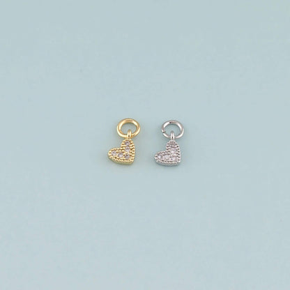 Gold Heart Charms,18K Gold Filled Heart Pendant,CZ Micro Pave Heart Charm Bracelet Necklace for DIY Jewelry Making Supply
