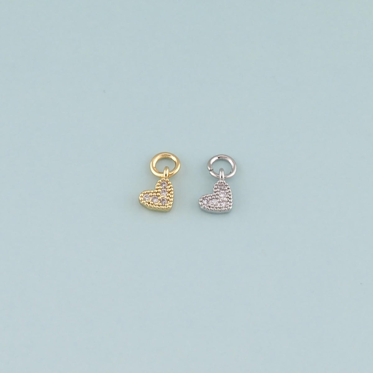 18K Gold Filled Heart CZ Charm Pendant for Jewelry Making
