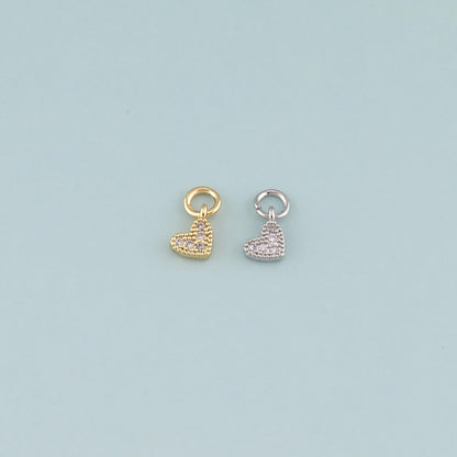 18K Gold Filled Heart CZ Charm Pendant for Jewelry Making