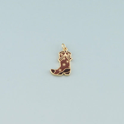 Gold Boots Charms,18K Gold Filled Boots Pendant,Enamel Cowboy Boots Charm Bracelet Necklace for DIY Jewelry Making Supply