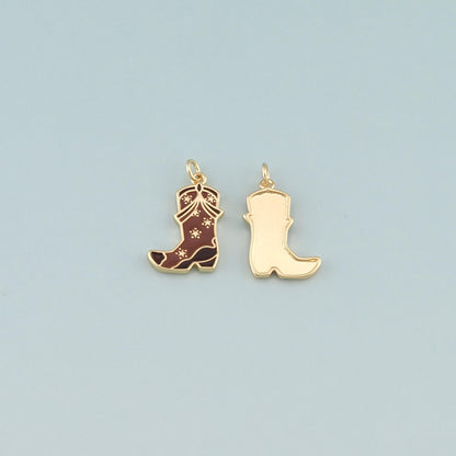 Gold Boots Charms,18K Gold Filled Boots Pendant,Enamel Cowboy Boots Charm Bracelet Necklace for DIY Jewelry Making Supply