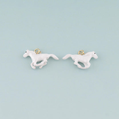 Gold Horse Charms,18K Gold Filled Horse Pendant,Enamel Animal Charm Bracelet Necklace for DIY Jewelry Making Supply