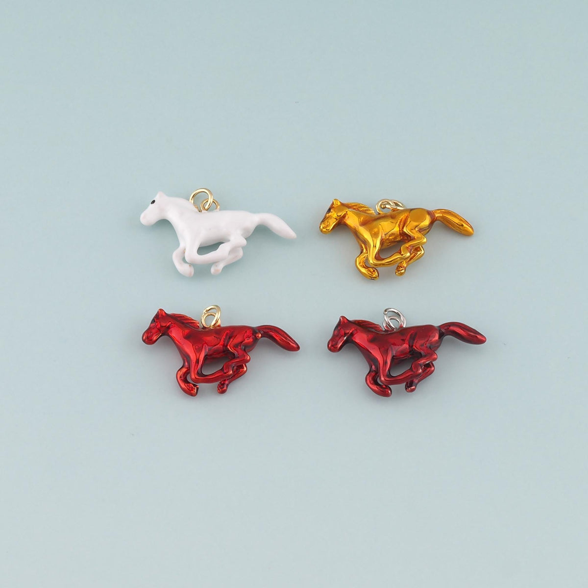 18K Gold Filled Horse Enamel Charm Pendant for Jewelry Making
