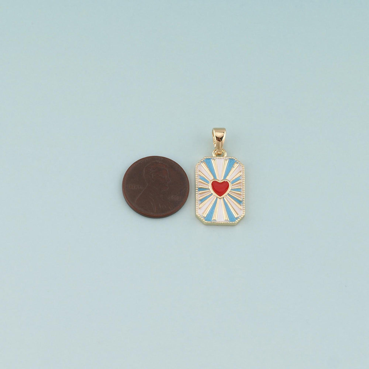 18K Gold Filled Enamel Heart Charm Pendant for Jewelry Making