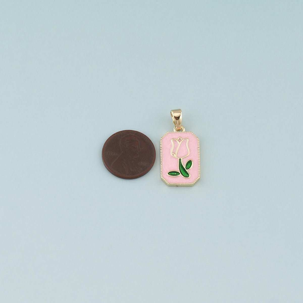 Gold Flower Charm,18K Gold Filled Tulip Pendant,Enamel Flower Charm Bracelet Necklace for DIY Jewelry Making Supply