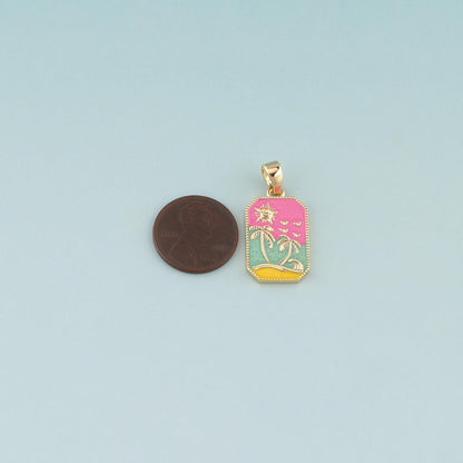 18K Gold Filled Enamel Tree Charm Pendant for Jewelry Making